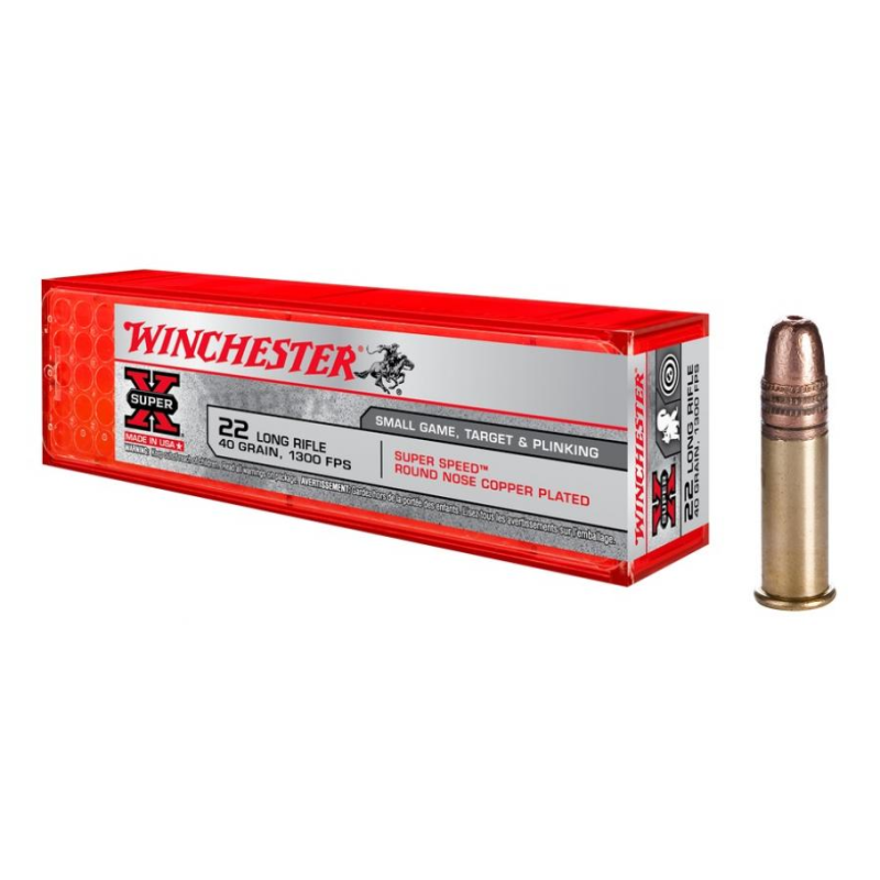 Munitions Winchester calibre .22 LR Super-X 40 grains Copper Plate Munitions Winchester calibre .22 LR Super-X 40 grains Copper Plate