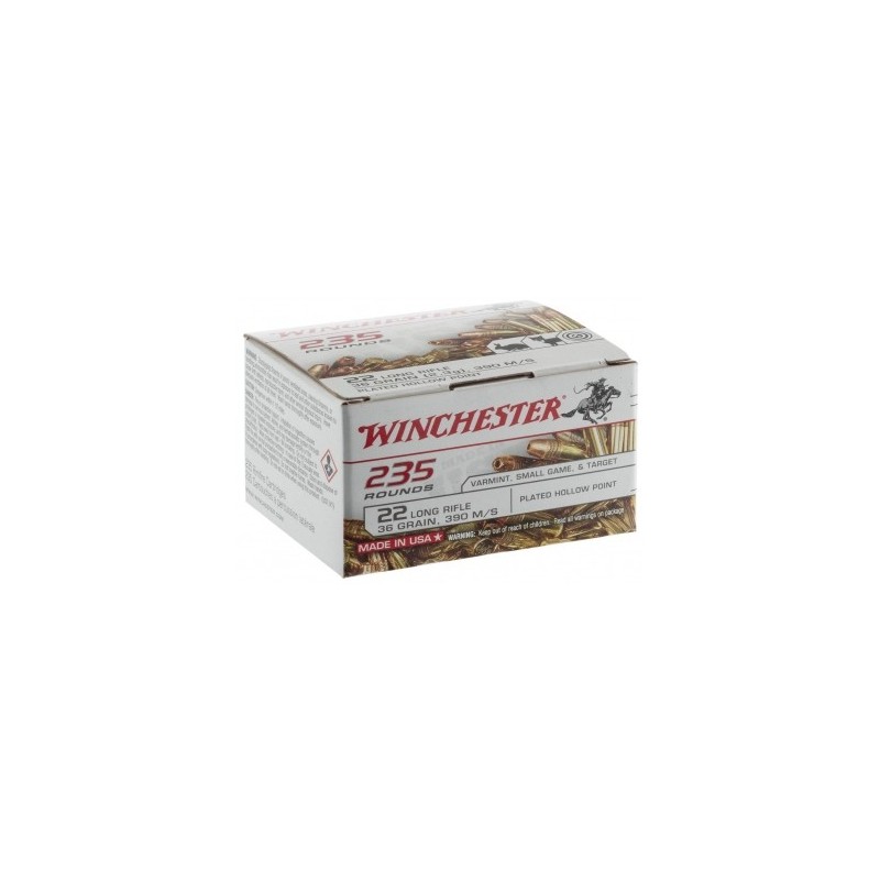 Munitions 22LR Winchester SUPER X 36 gr LHP Copper Plater Boîte de 235