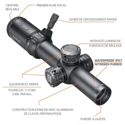 Lunette de tir Bushnell AR Optics 1-4x24 - Réticule BDC