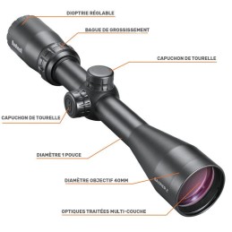 Lunette de tir Bushnell Banner 2 3-9x40 - Réticule DOA Quick Balistic avec colliers