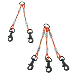 Accouple XTREME 2 chiens câble métallique gainé 25 cm ø 3/5 mm - 2 mousquetons - Orange