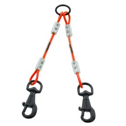 Accouple XTREME 2 chiens câble métallique gainé 25 cm ø 3/5 mm - 2 mousquetons - Orange