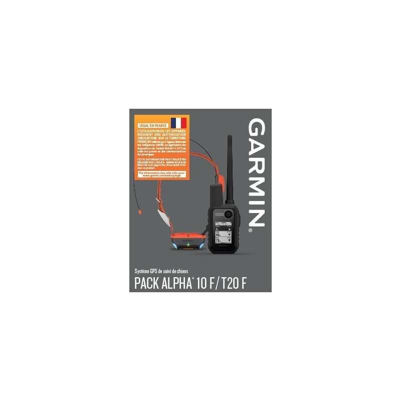 Pack Garmin Alpha 10 F + T20 F | Collier GPS Chien Chasse | Repérage Garmin